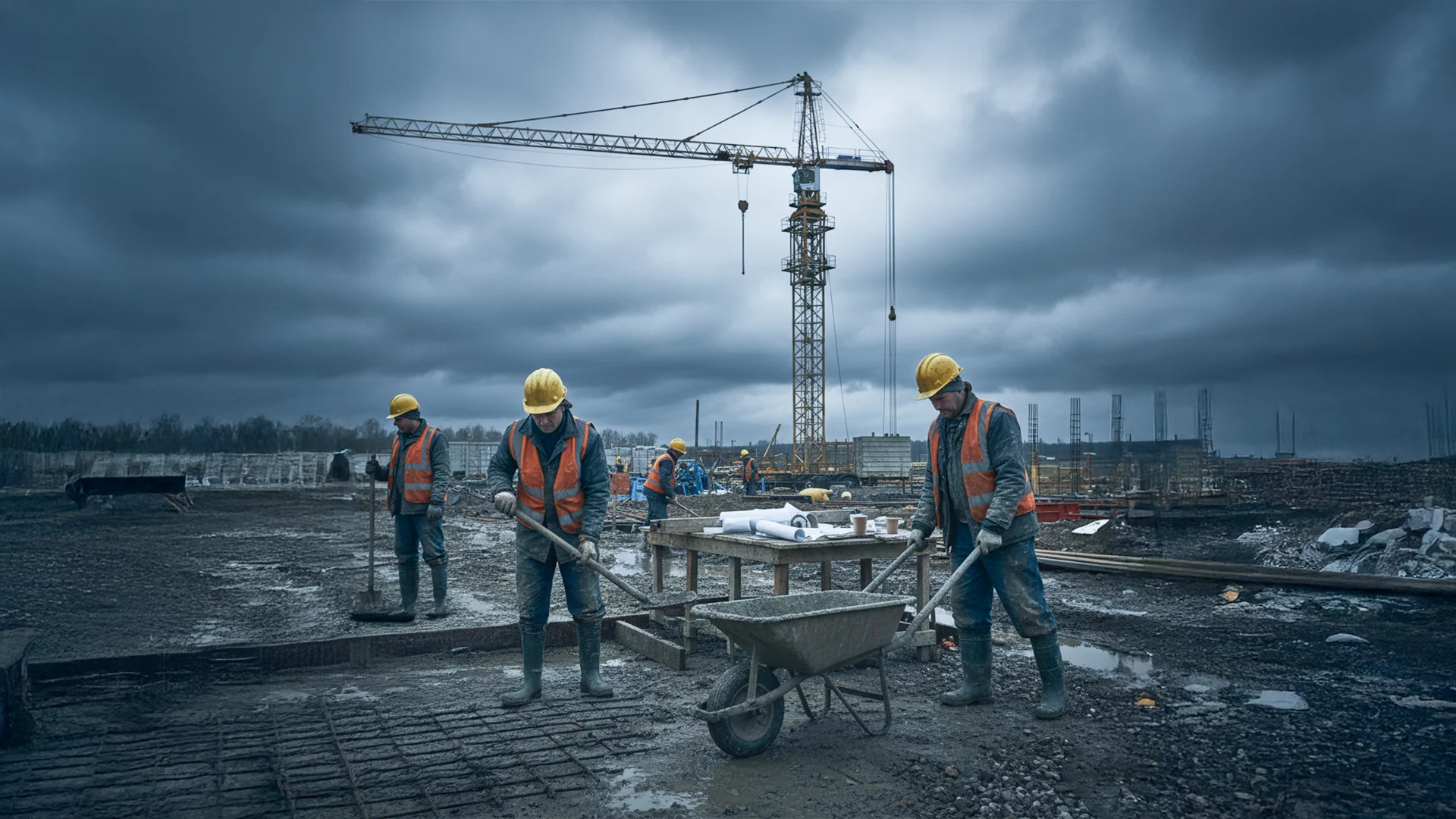 Pre-engineered building construction site